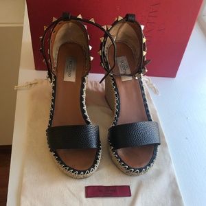 Valentino Rockstud Espadrille Wedge